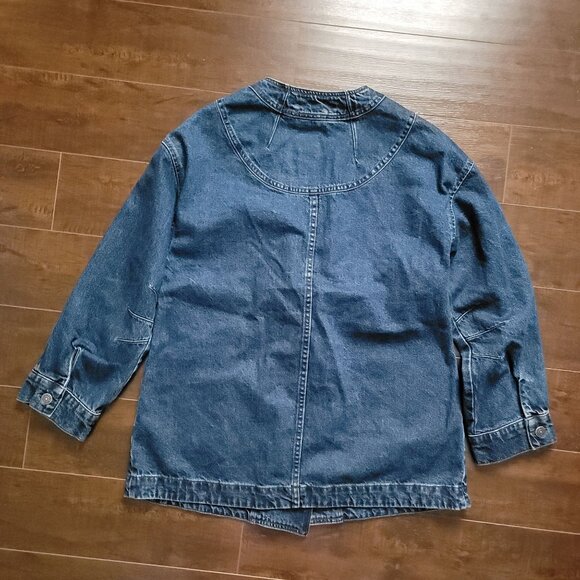 Free People Mathis Denim Jacket Womens M Boho Chic Chore Coat Country Rustic - Picture 4 of 9